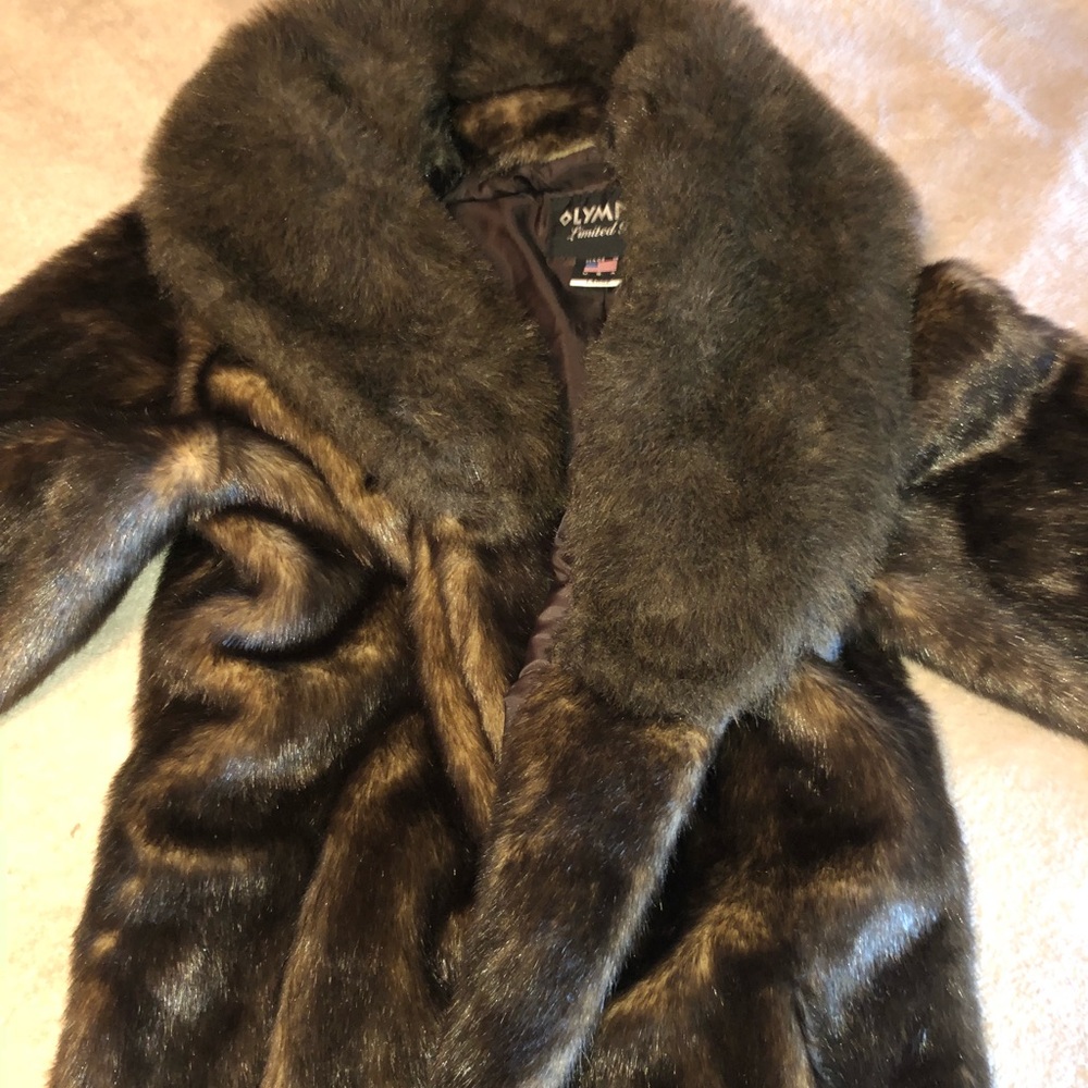 Deep Brown Faux Fur Mink Coat Full Length